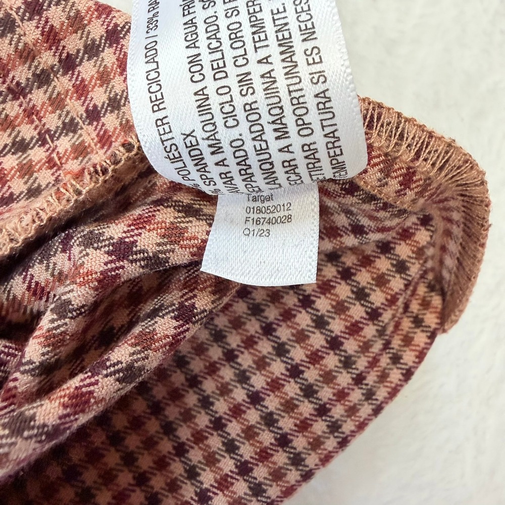 A New Day Women's Brown Houndstooth Plaid Mini Skirt Side Pockets Size L - Picture 6 of 9